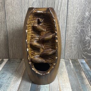 🤎 Like new SPACEKEEPER Ceramic Backflow Insence Holder / Burner Waterfall.Brown